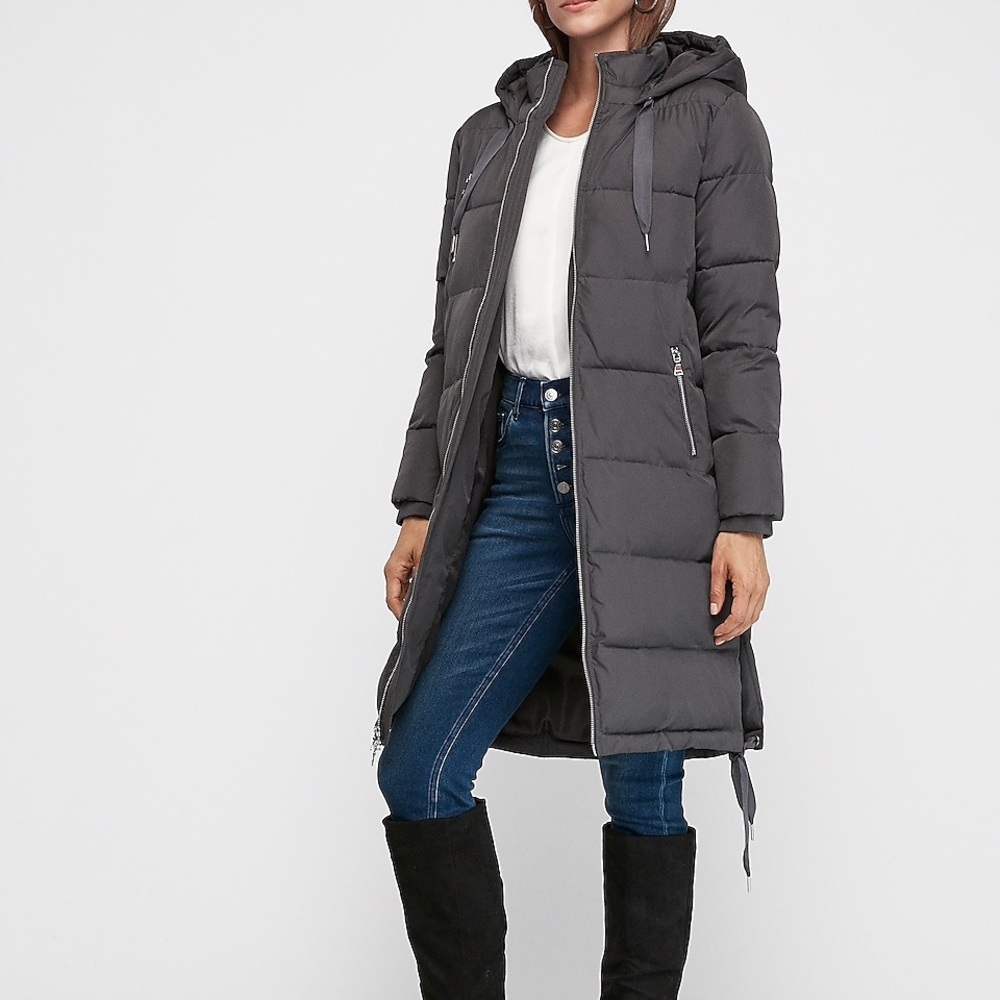 Long Zip Puffer Coat